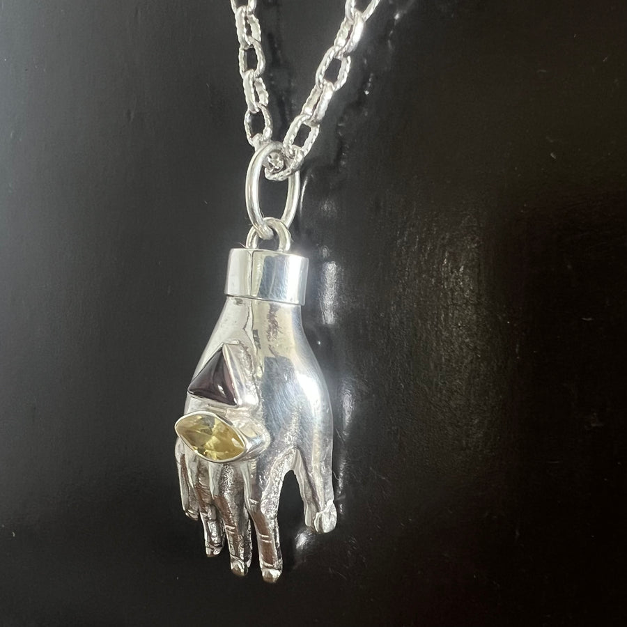 Nana Aba Hand Amulet citrine and garnet
