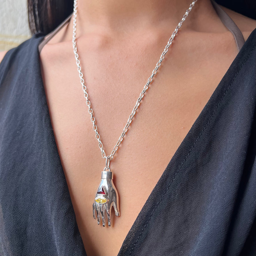 Nana Aba Hand Amulet citrine and garnet