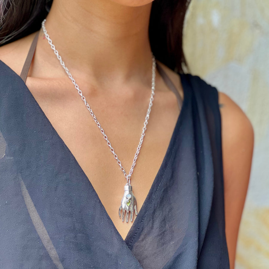 Nana Aba Hand Amulet moonstone and peridot