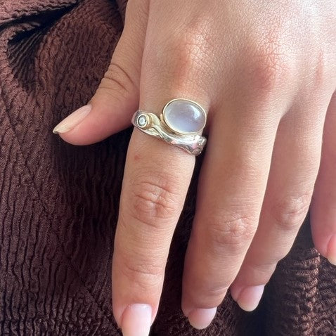 Wata water ring diamond moonstone