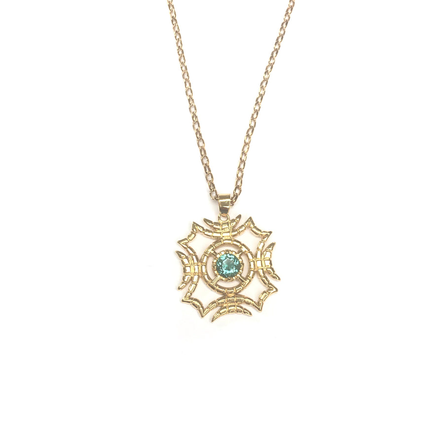 Witness necklace green quartz 22kt gold plated